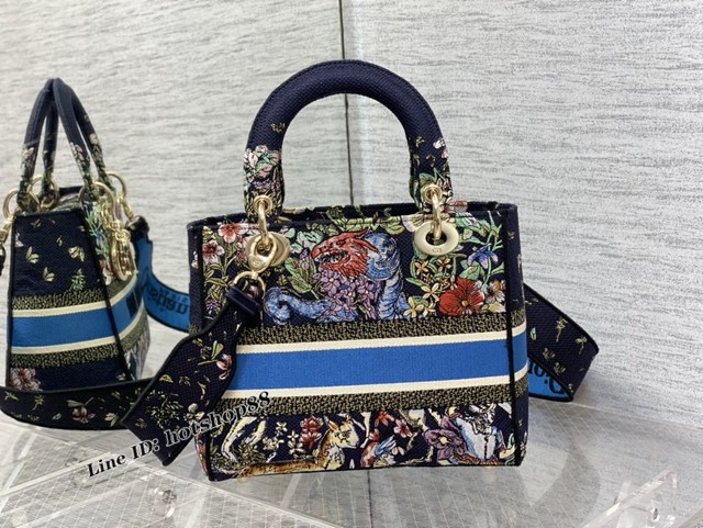 Dior專櫃2022新款復古手提女包 迪奧Lady最新520限定系列刺繡包 fkd1405